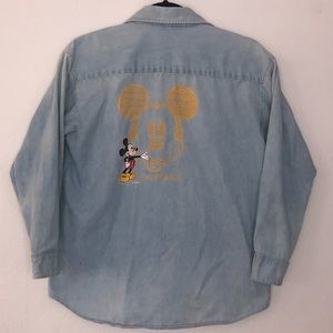 Vintage 90s Genus Disney California Chambray Jean Button Up See Measurements L